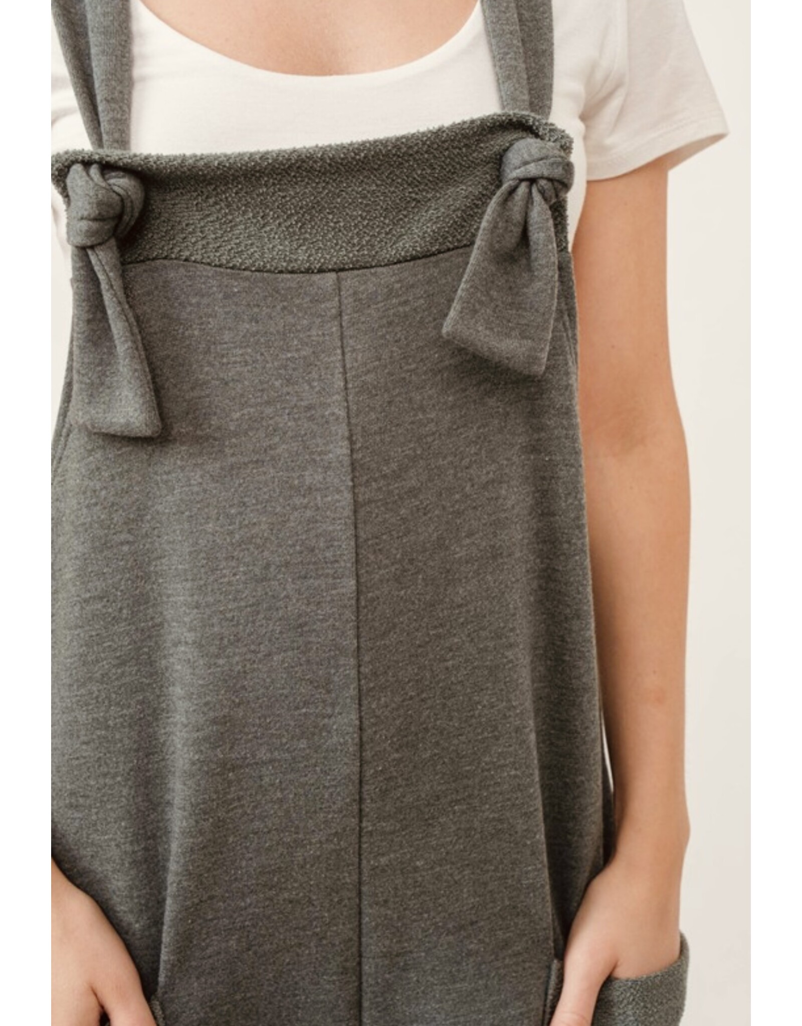 French terry tie strap jumpsuit