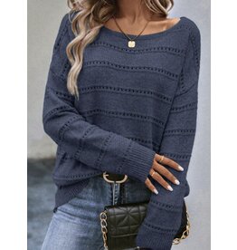 LATA Teal boat neck knit sweater