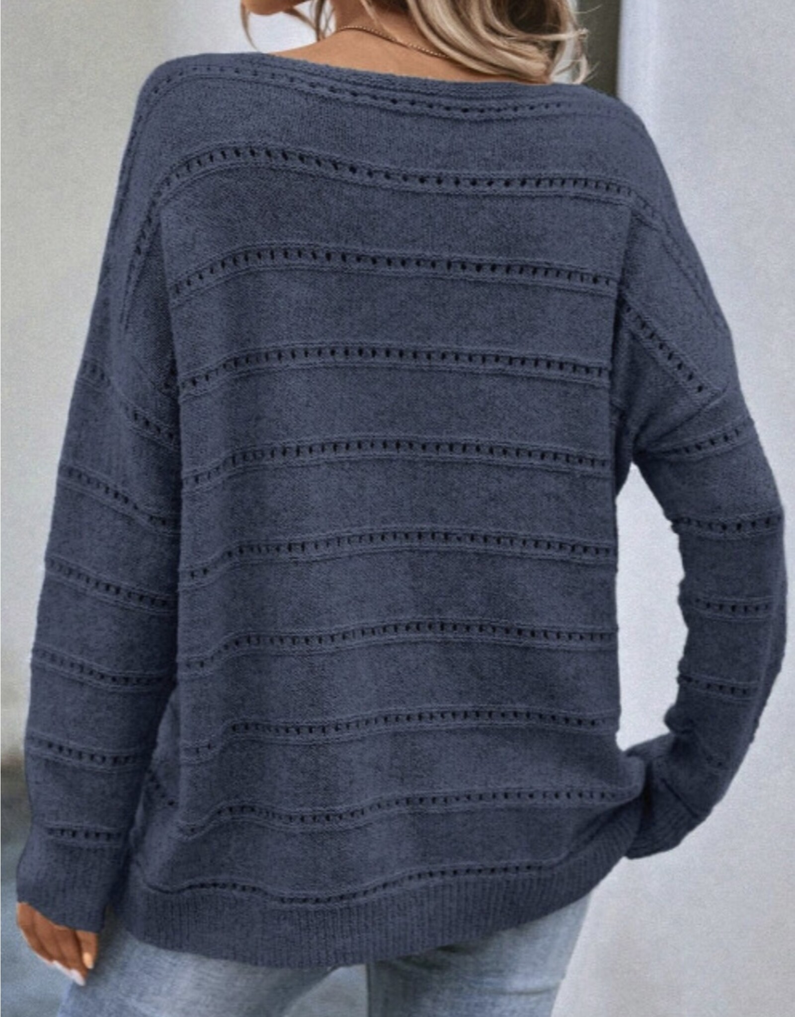 LATA Teal boat neck knit sweater