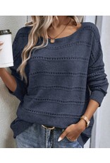 LATA Teal boat neck knit sweater