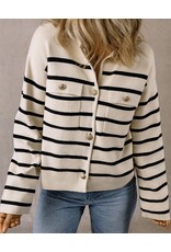 LATA Black Stripe Buttoned Cardigan LATA Black Stripe Buttoned Cardigan