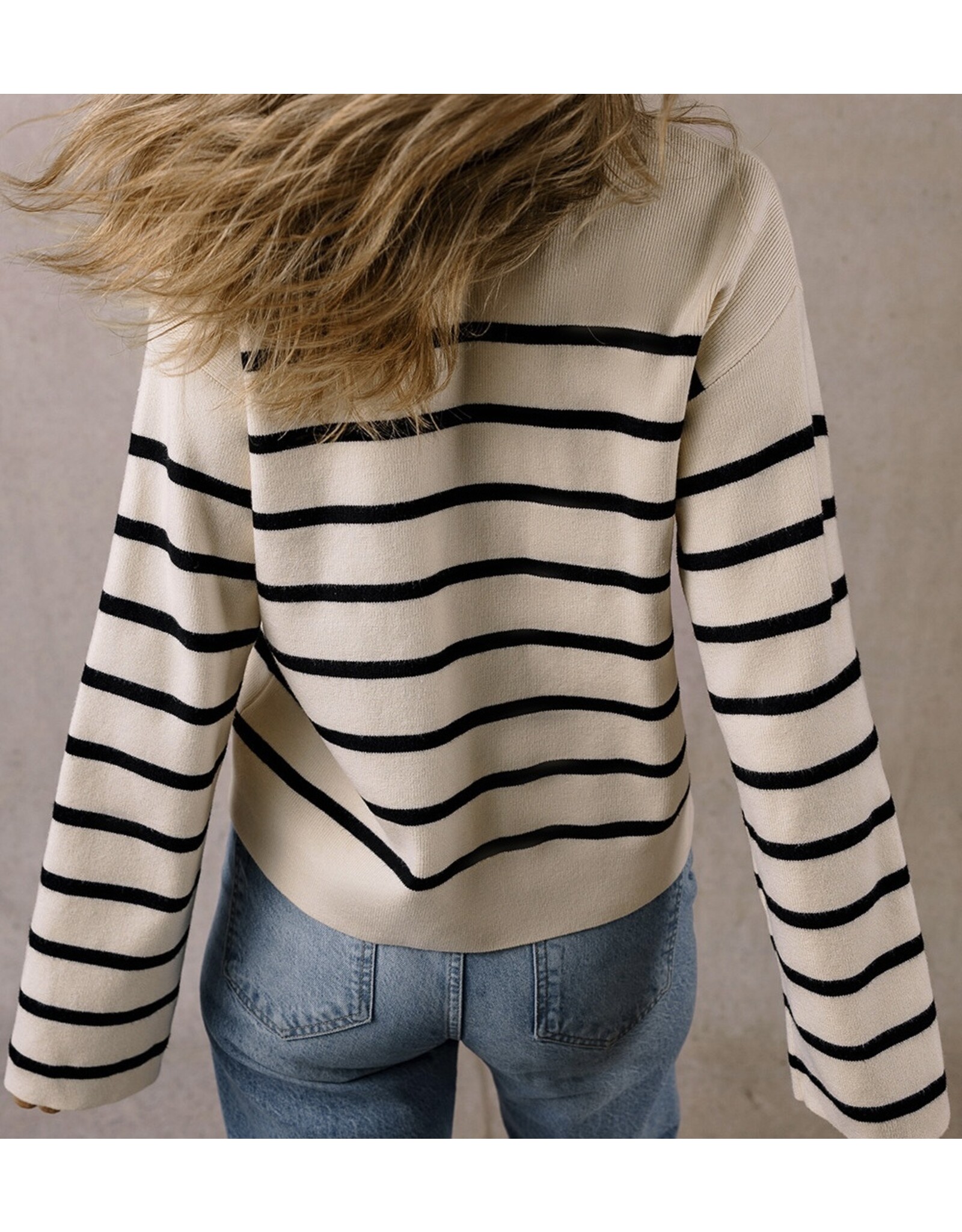 LATA Black Stripe Buttoned Cardigan