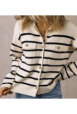 LATA Black Stripe Buttoned Cardigan LATA Black Stripe Buttoned Cardigan