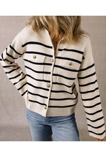 LATA Black Stripe Buttoned Cardigan LATA Black Stripe Buttoned Cardigan