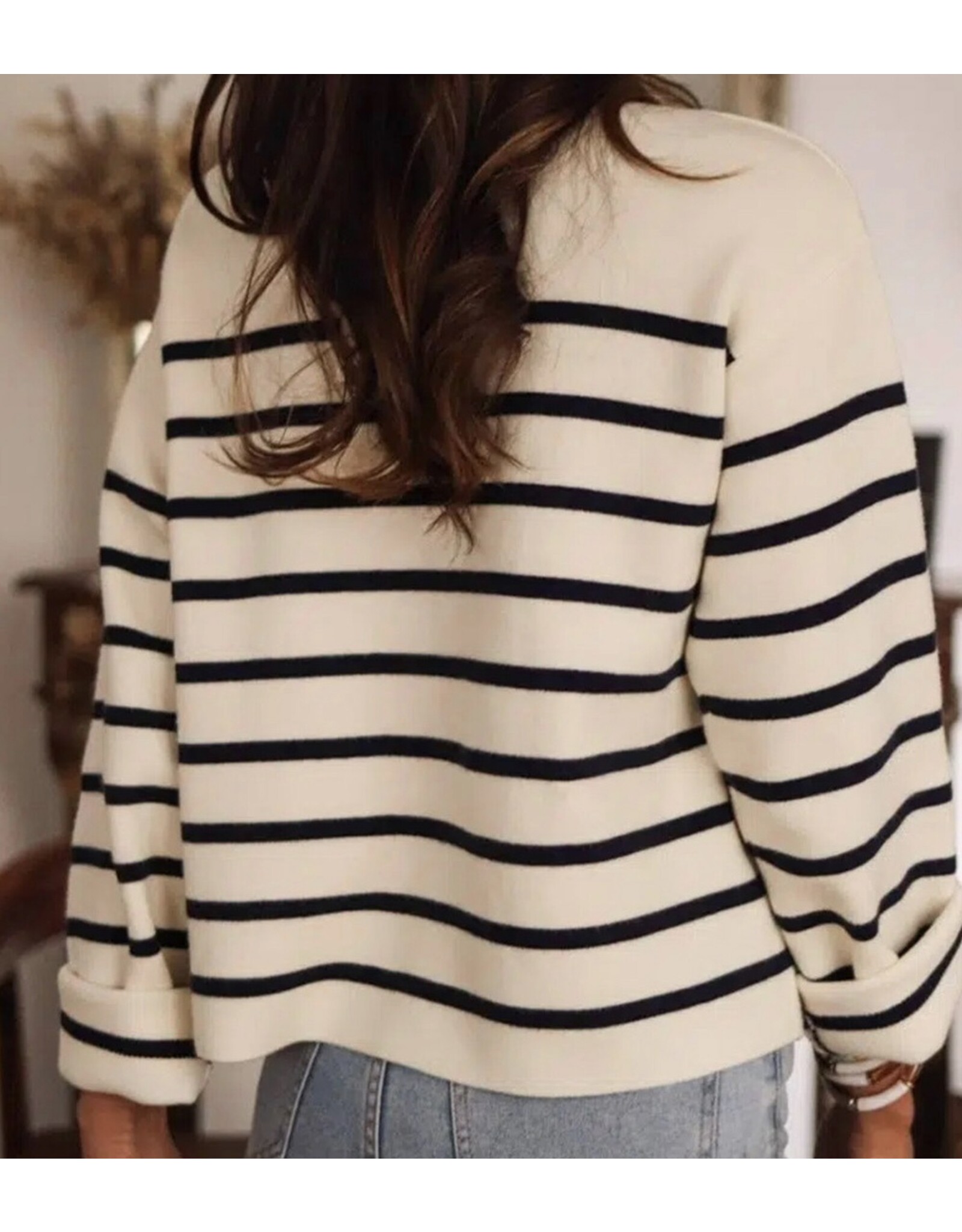 LATA Black Stripe Buttoned Cardigan
