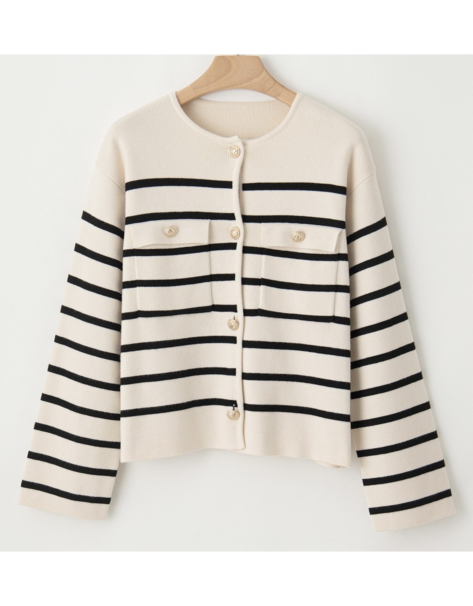 LATA Black Stripe Buttoned Cardigan