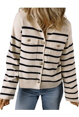 LATA Black Stripe Buttoned Cardigan LATA Black Stripe Buttoned Cardigan