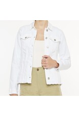 Kancan White Fray Denim Jacket