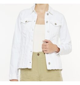 Kancan White Fray Denim Jacket
