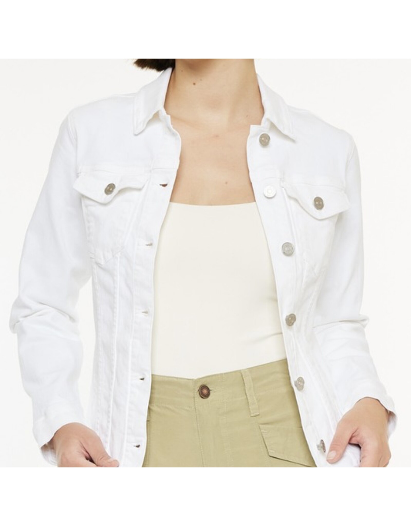 Kancan White Fray Denim Jacket