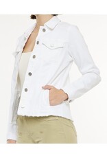 Kancan White Fray Denim Jacket