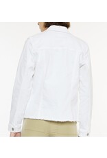 Kancan White Fray Denim Jacket