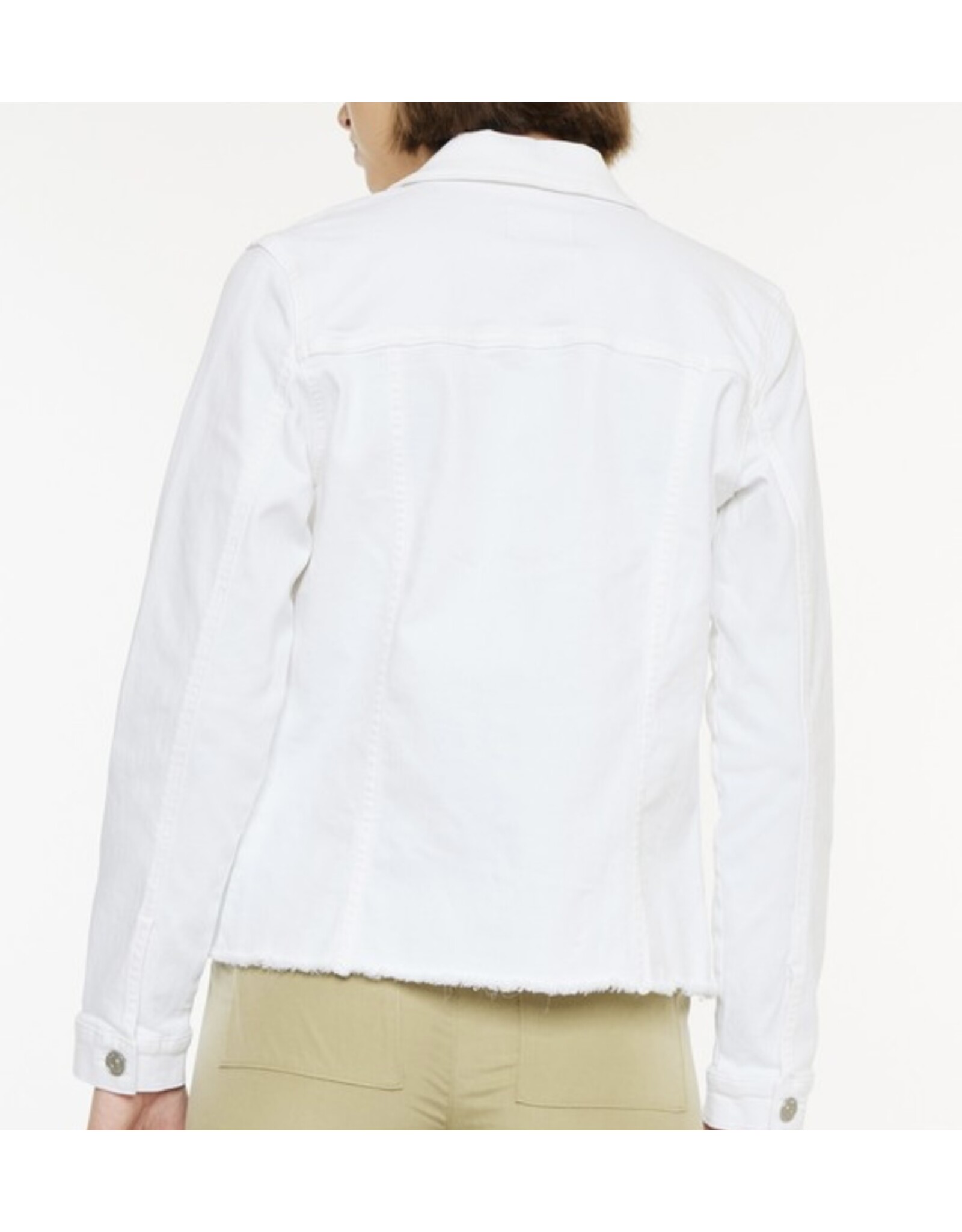 Kancan White Fray Denim Jacket