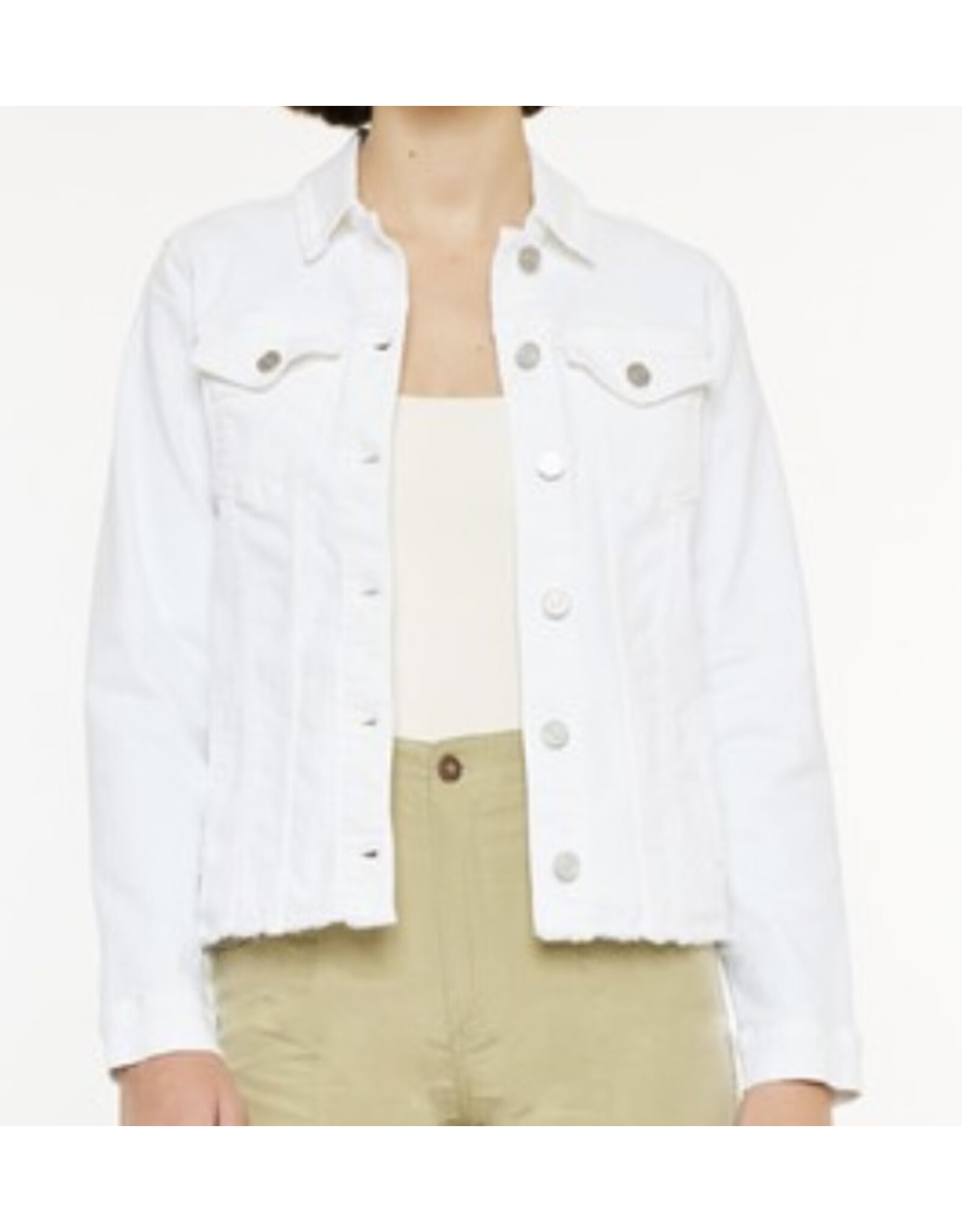 Kancan White Fray Denim Jacket