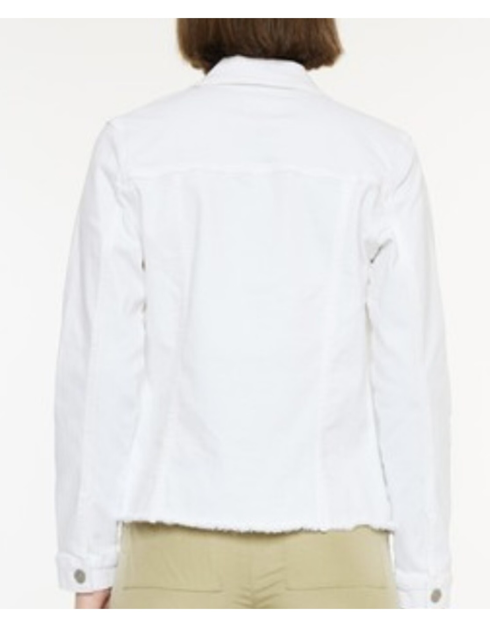 Kancan White Fray Denim Jacket