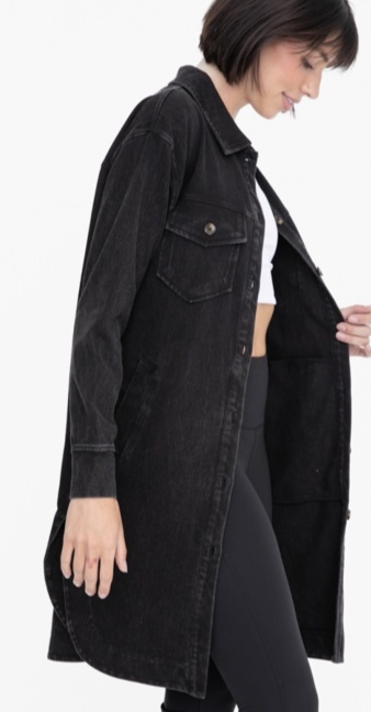 mono b Washed Twill Longline Shacket KJ11936 - LA Trends Addict