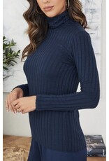 venti6 Long slv turtleneck rib knit top