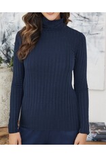 venti6 Long slv turtleneck rib knit top
