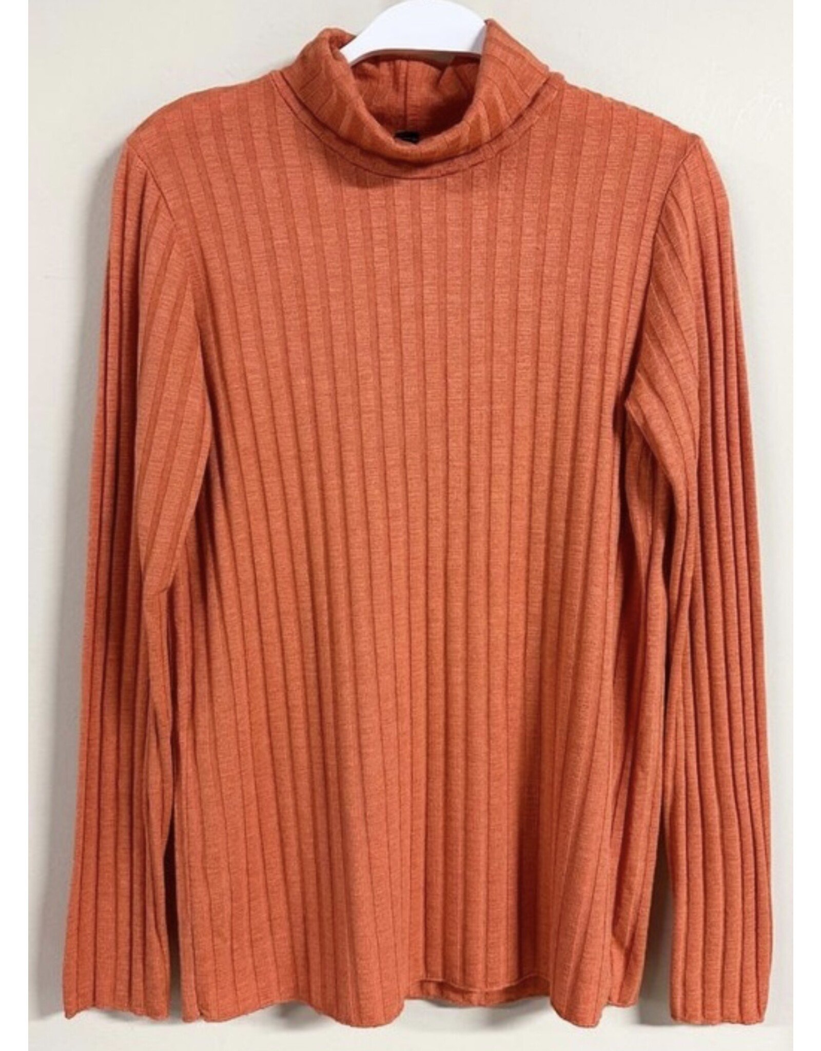 venti6 Long slv turtleneck rib knit top