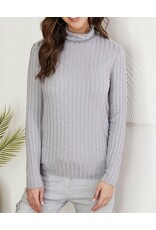 venti6 Long slv turtleneck rib knit top