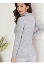 venti6 Long slv turtleneck rib knit top