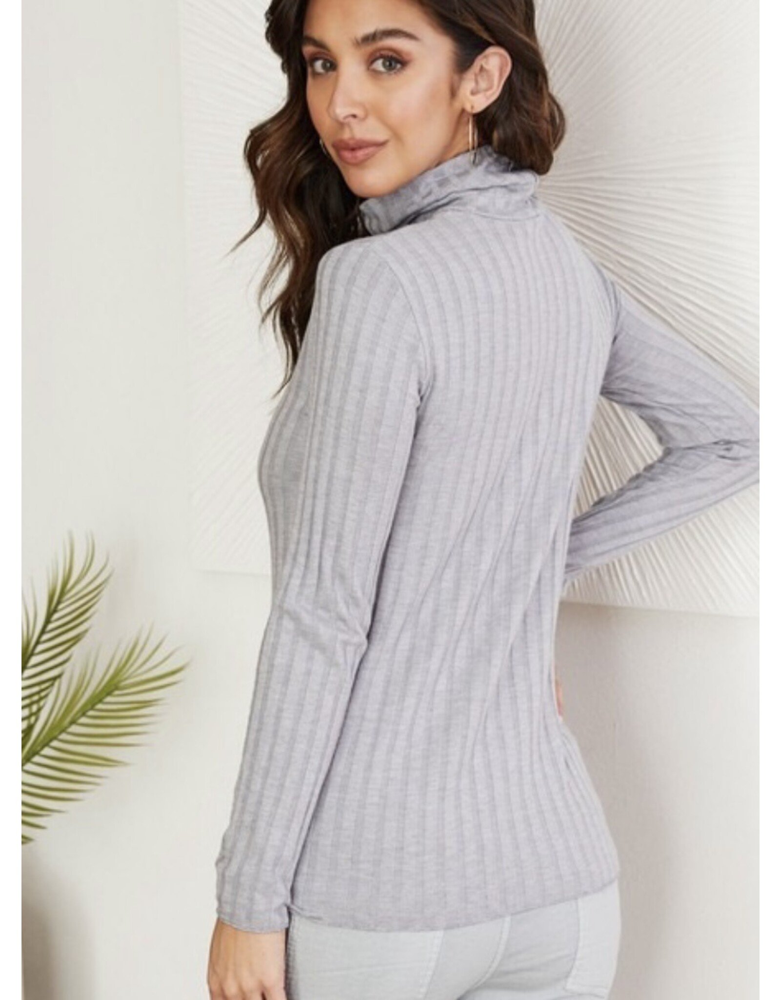 venti6 Long slv turtleneck rib knit top