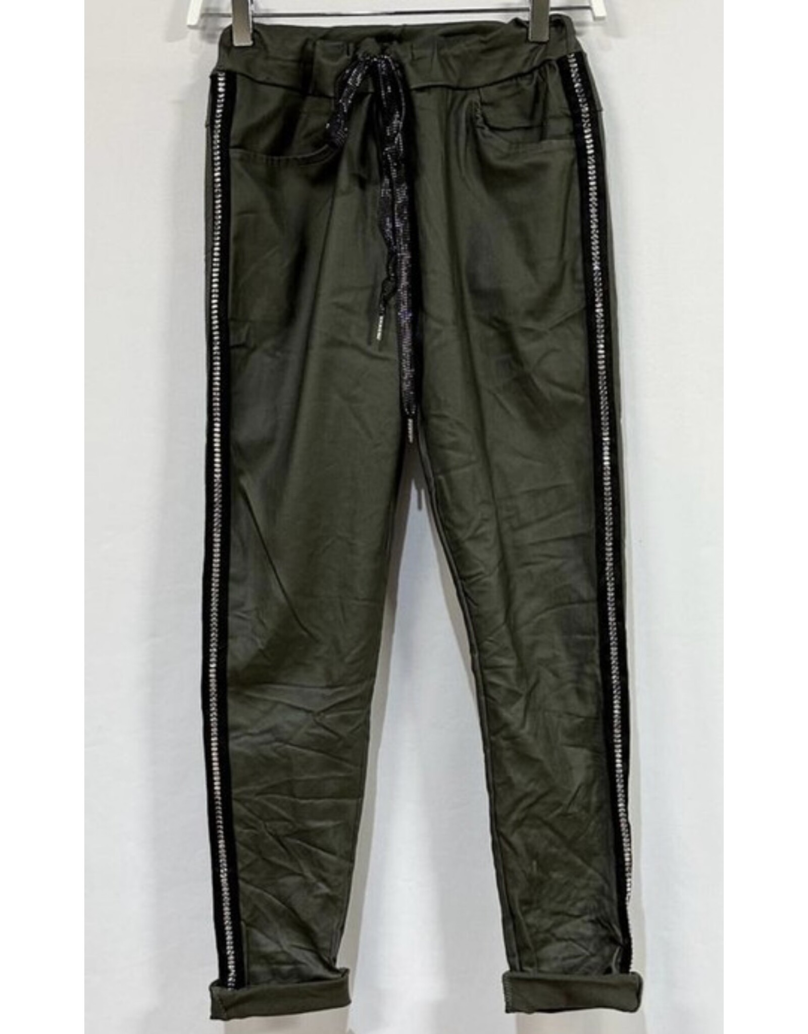 venti6 Crinkle jogger with flat stud side stripe shimmer drawstring