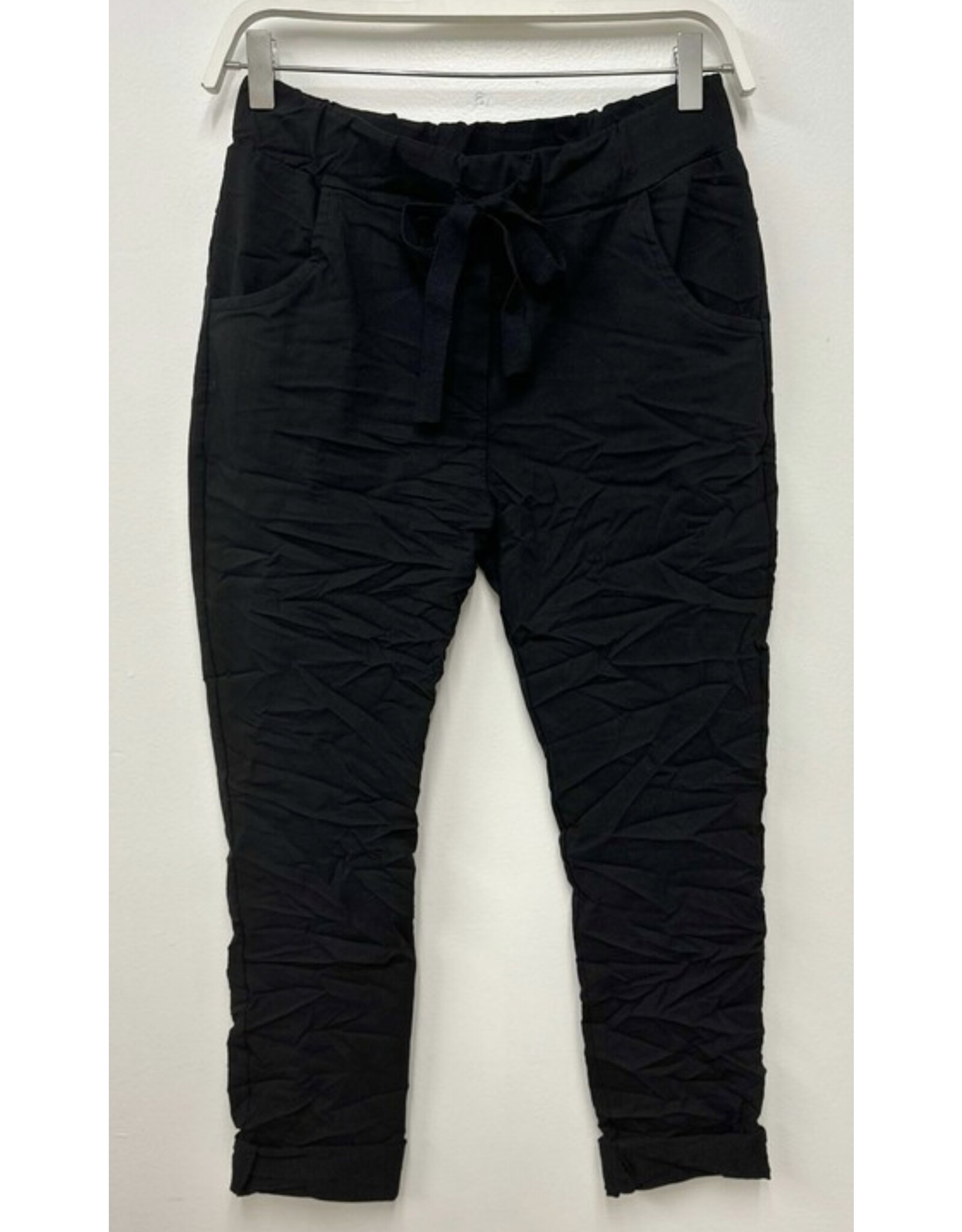 venti6 Solid black crinkle joggers