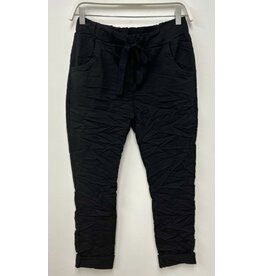 venti6 Solid black crinkle joggers