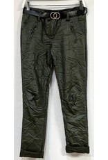 venti6 PU coated zipper pocket crinkle joggers
