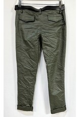 venti6 PU coated zipper pocket crinkle joggers