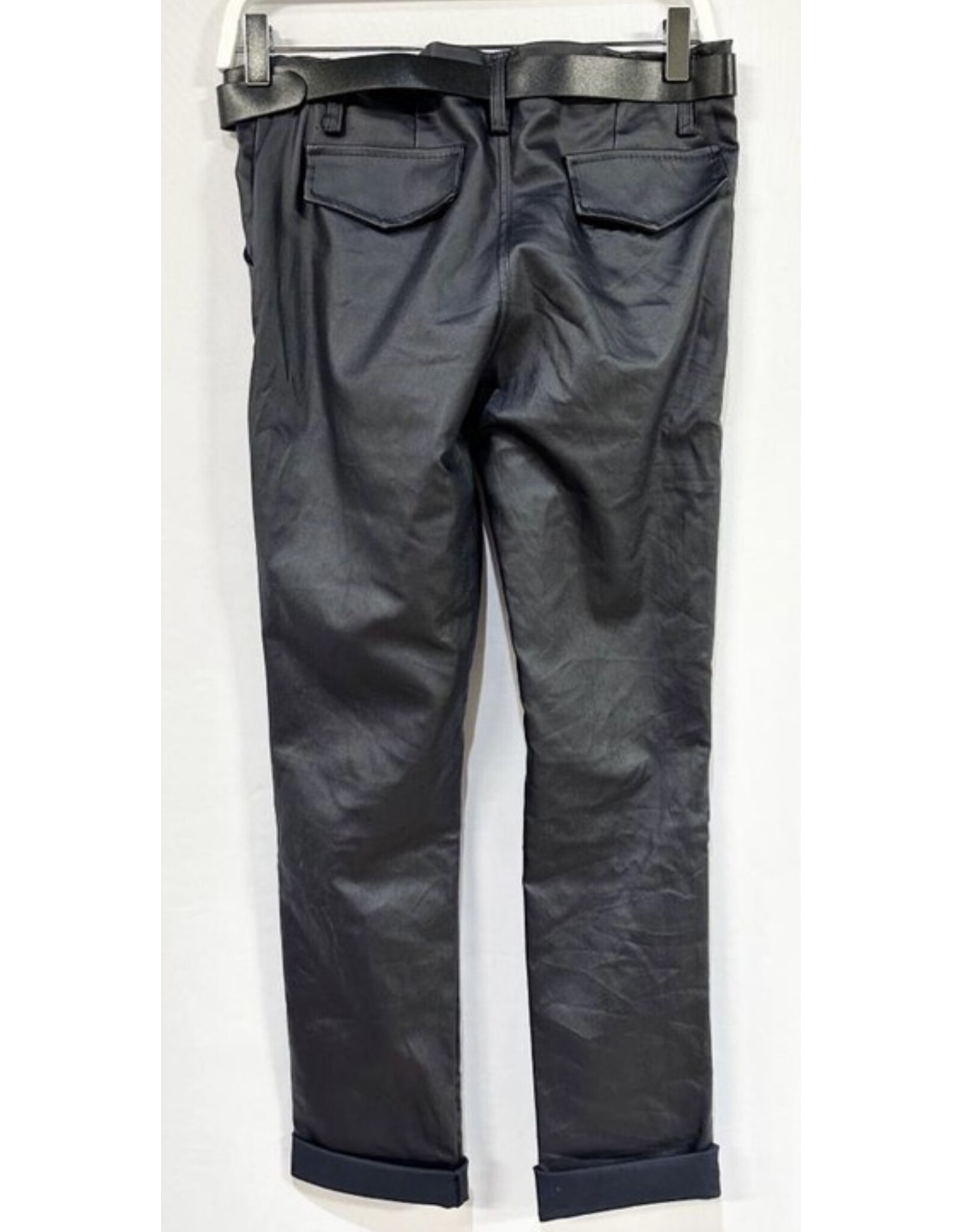 venti6 PU coated zipper pocket crinkle joggers