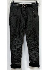 venti6 PU coated zipper pocket crinkle joggers