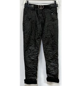 venti6 PU coated zipper pocket crinkle joggers