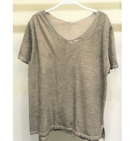 venti6 Short slv top w/ foil v neck