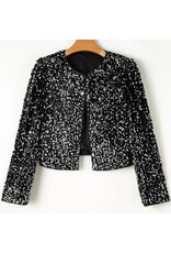 LATA Black Sequin open front crop jacket