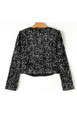 LATA Black Sequin open front crop jacket