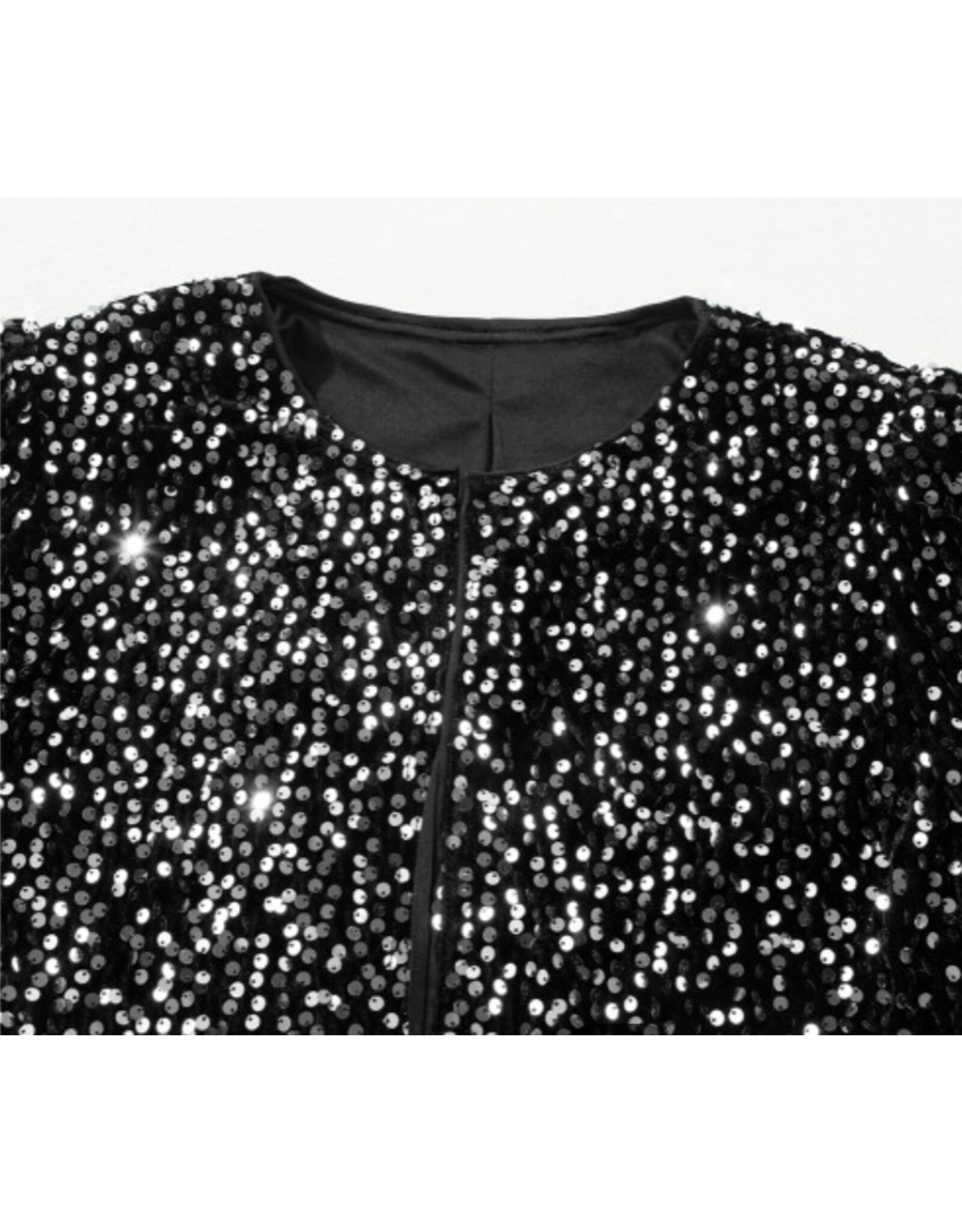 LATA Black Sequin open front crop jacket