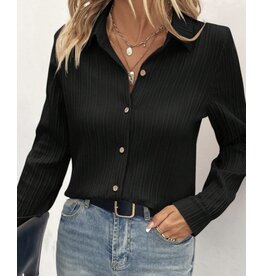 LATA Black textured long slv button shirt