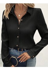 LATA Black textured long slv button shirt