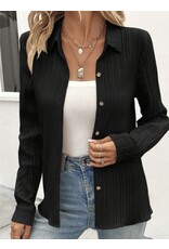 LATA Black textured long slv button shirt