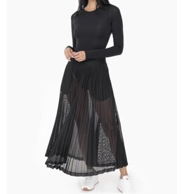 mono b Pleated Mesh Midi Skirt