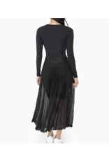 mono b Pleated Mesh Midi Skirt
