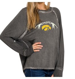Football washed long slv top