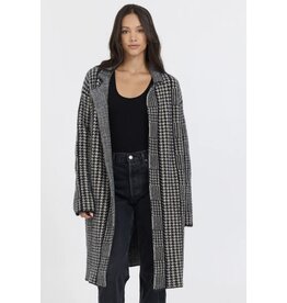 Vintage havana Vintage Havana Houndstooth furry sweater long knit coat