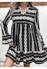 LATA Boho Geometric Flared Dress