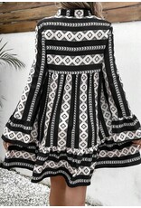 LATA Boho Geometric Flared Dress