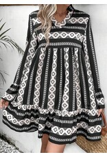 LATA Boho Geometric Flared Dress