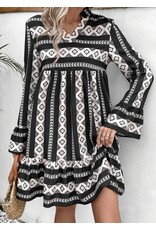 LATA Boho Geometric Flared Dress