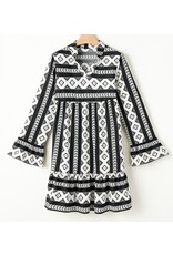 LATA Boho Geometric Flared Dress